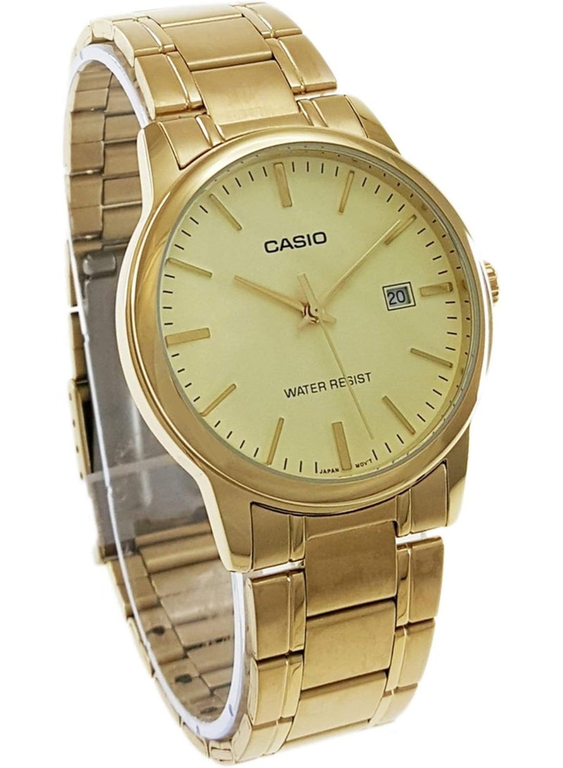 كاسيو Analog Men’s Watch MTP‑V002G‑9AUDF, 45 mm Cream Dial, Gold Ion‑Plated Stainless Steel Bracelet, Water Resistant - Image 2